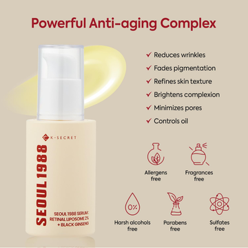 Retinal + Black Ginseng Magic In SEOUL 1988 Serum - Remove Fine lines + Wrinkles & Get Glowing & Clear Skin